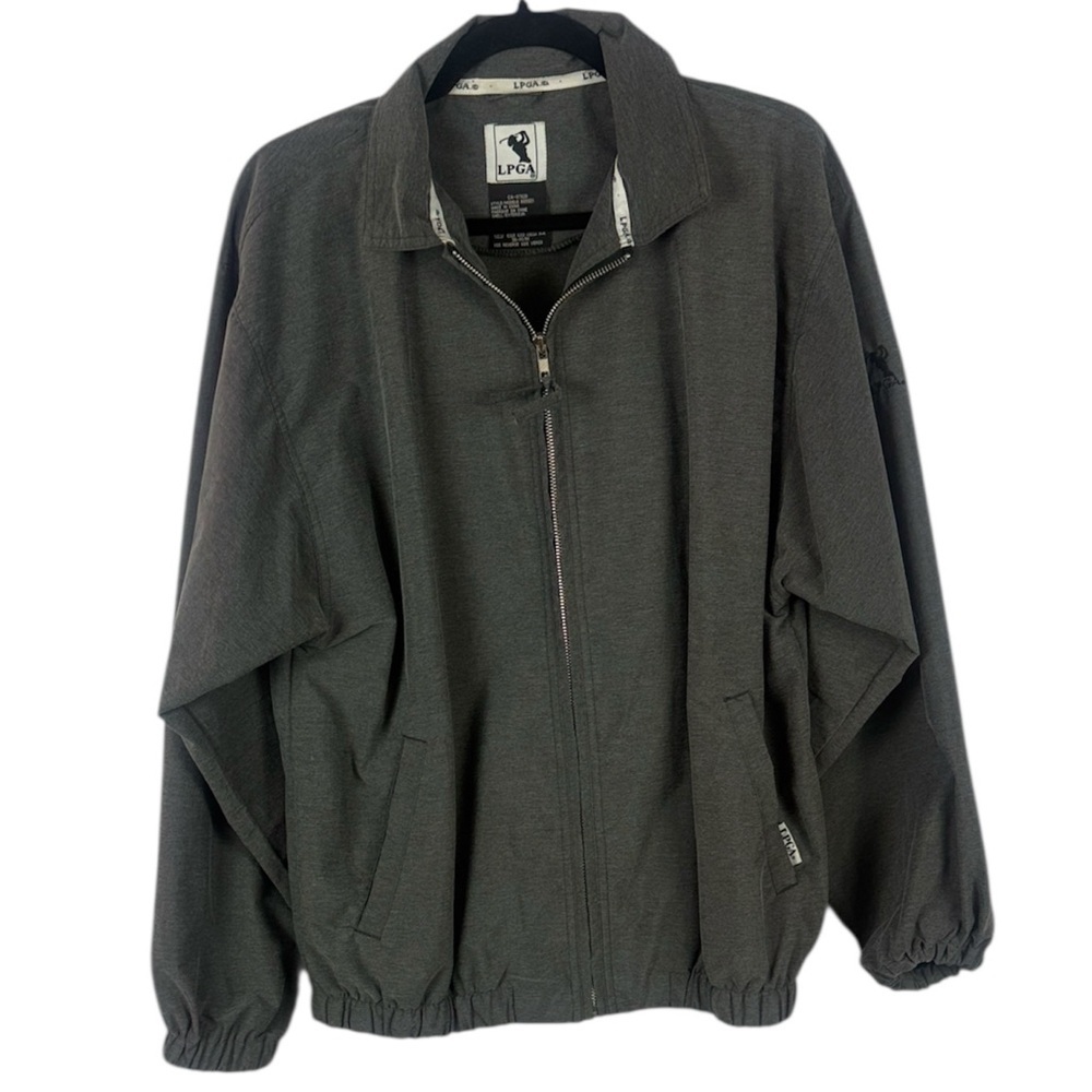 LPGA Vintage Gray Full-Zip Golf Windbreaker Jacket Size Medium